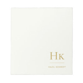 Monogram Modern Minimal Ivory Gold Monogrammed Notitieblok