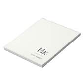 Monogram Modern Minimal Ivory White Monogrammed Notitieblok (Linkerzijde)