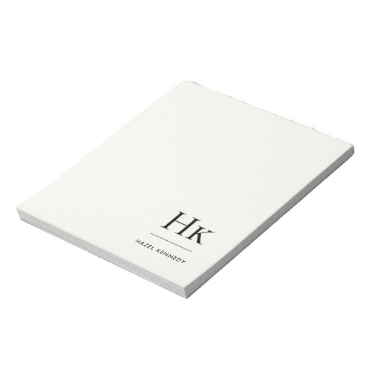 Monogram Modern Minimal Ivory White Monogrammed Notitieblok (Linkerzijde)