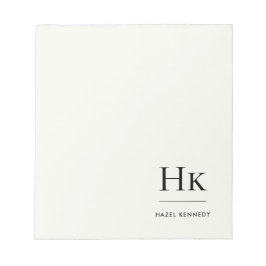 Monogram Modern Minimal Ivory White Monogrammed Notitieblok