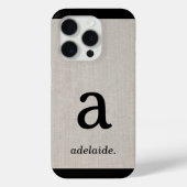 Monogram | Modern Minimal Linen Look Initiaal Naam Case-Mate iPhone Case (Achterkant)
