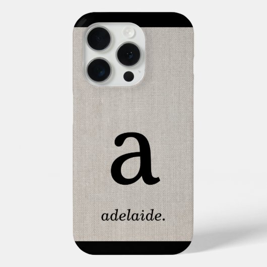 Monogram | Modern Minimal Linen Look Initiaal Naam Case-Mate iPhone Case (Achterkant)