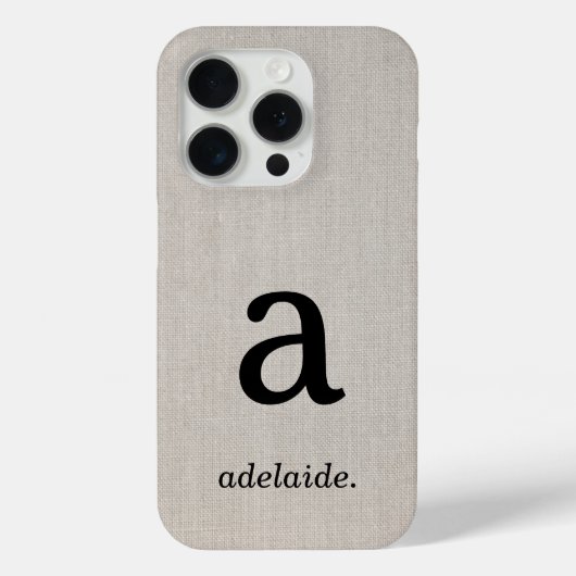 Monogram | Modern Minimal Linen Look Initiaal Naam Case-Mate iPhone Case (Achterkant)