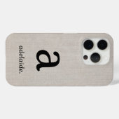 Monogram | Modern Minimal Linen Look Initiaal Naam Case-Mate iPhone Case (Achterkant (horizontaal))