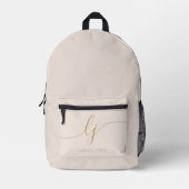 Monogram Modern Minimal Roze Gouden Initialen Bedrukte Rugzak (Voorkant)