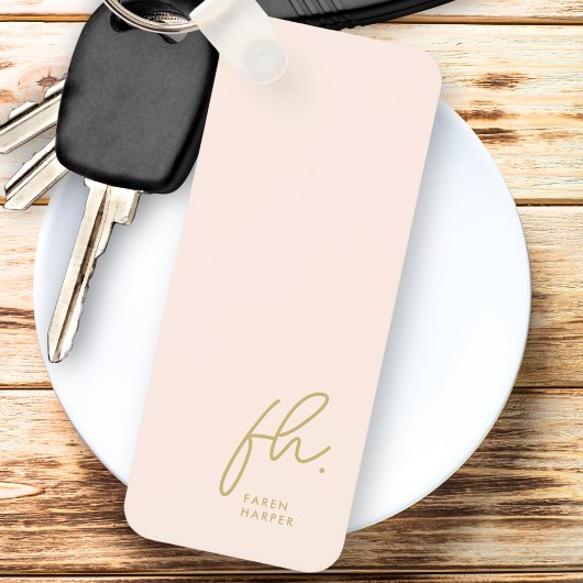 Monogram Modern Minimal Script Initialen Blush Gol Sleutelhanger