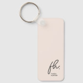Monogram Modern Minimal Script Initialen Blush Pin Sleutelhanger (Voorkant)
