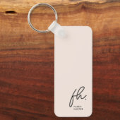 Monogram Modern Minimal Script Initialen Blush Pin Sleutelhanger (Voorkant)