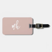 Monogram Modern Minimal Script Initialen Roze Bagagelabel (Voorkant horizontaal)
