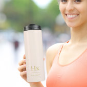 Monogram Modern Minimal Simple Classic Blush Gold Thermosbeker