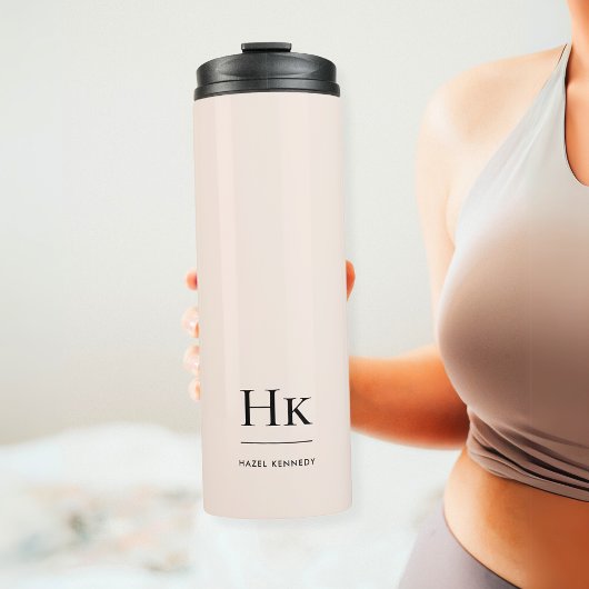 Monogram Modern Minimal Simple Classic Blush Pink Thermosbeker