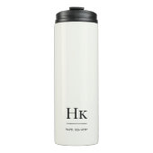 Monogram Modern Minimal Simple Classic Ivory White Thermosbeker (Voorkant)