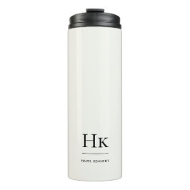 Monogram Modern Minimal Simple Classic Ivory White Thermosbeker