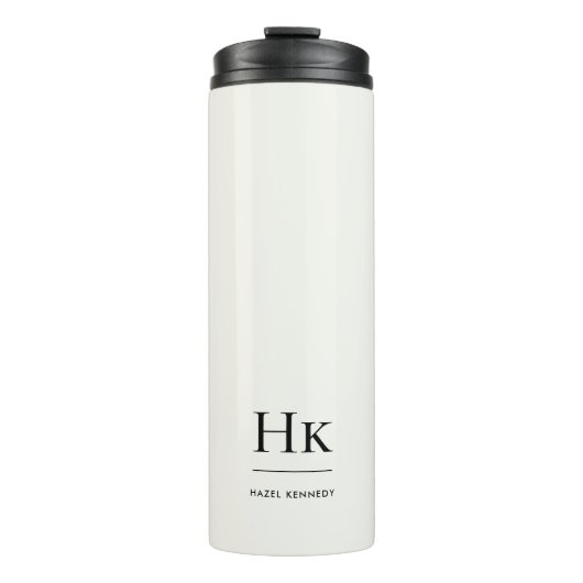 Monogram Modern Minimal Simple Classic Ivory White Thermosbeker (Voorkant)