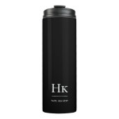 Monogram Modern Minimal Simple Classic Zwart Wit Thermosbeker (Voorkant)