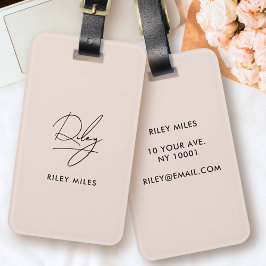Monogram Modern Minimal Stijlvol Script Handtekeni Bagagelabel