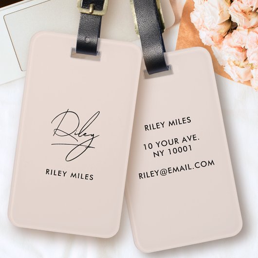 Monogram Modern Minimal Stijlvol Script Handtekeni Bagagelabel