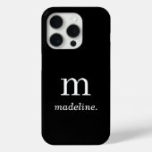 Monogram | Modern Minimal Zwart Wit Initiaal Naam Case-Mate iPhone Case (Achterkant)