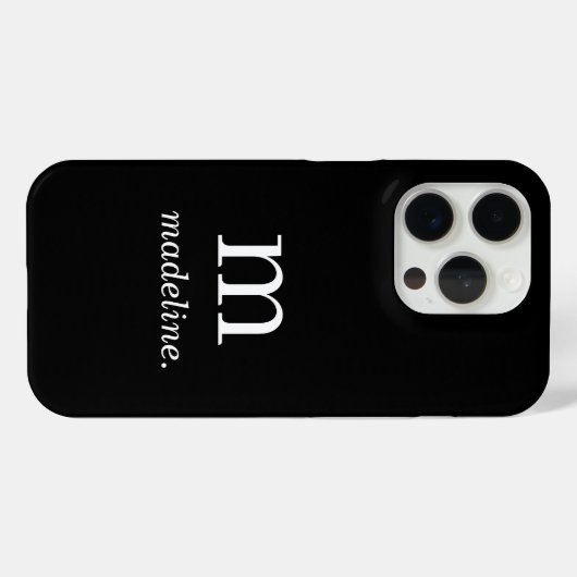 Monogram | Modern Minimal Zwart Wit Initiaal Naam Case-Mate iPhone Case (Achterkant (horizontaal))