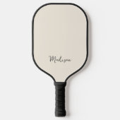 Monogram Modern Minimalist Black en Cream Pickleball Paddle (Voorkant)
