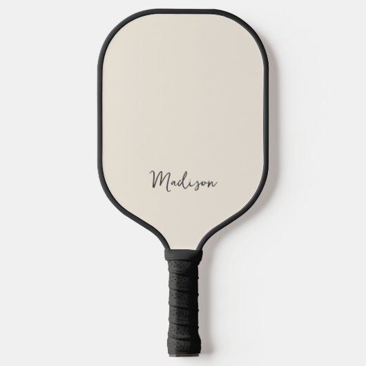 Monogram Modern Minimalist Black en Cream Pickleball Paddle (Voorkant)