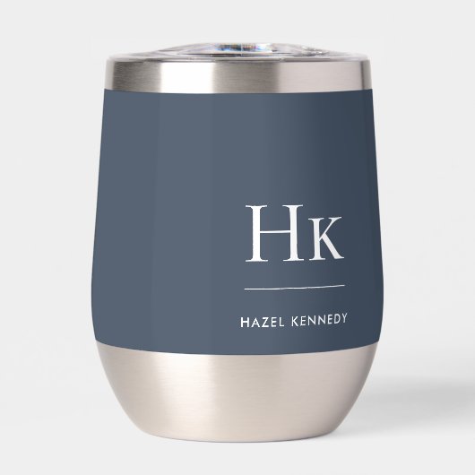 Monogram Modern Minimalist Classic Navy Blue White (Voorkant)