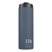 Monogram Modern Minimalist Elegant Navy Blue White Thermosbeker (Voorkant)