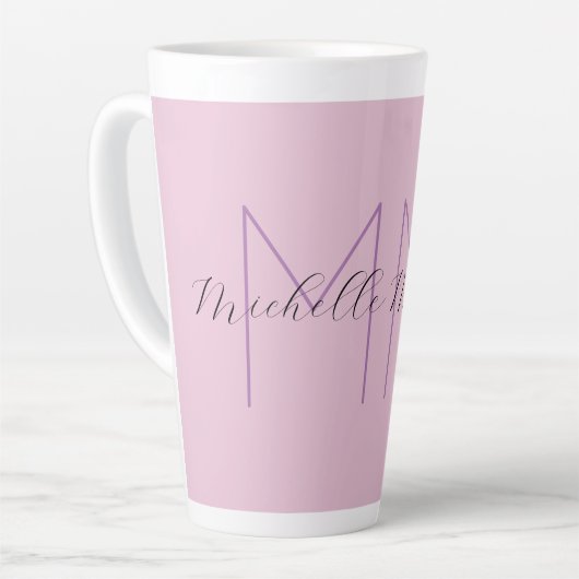 Monogram Modern Minimalist Name Initialen Latte Mok (Linkerhoek)