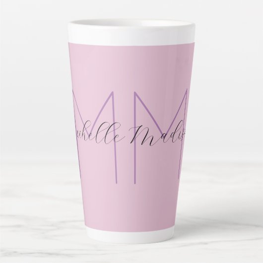 Monogram Modern Minimalist Name Initialen Latte Mok (Voorkant)