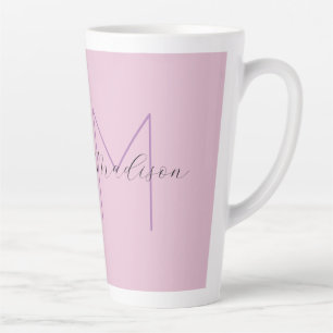 Monogram Modern Minimalist Name Initialen Latte Mok