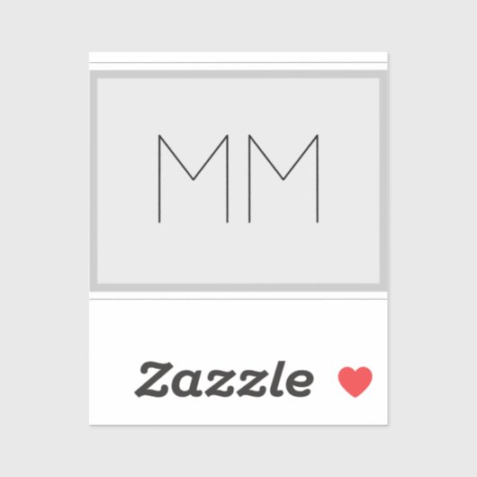 Monogram Modern Minimalist Name Initialen Sticker (Vel)