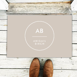 Monogram Modern Minimalist Natural Taupe Deurmat