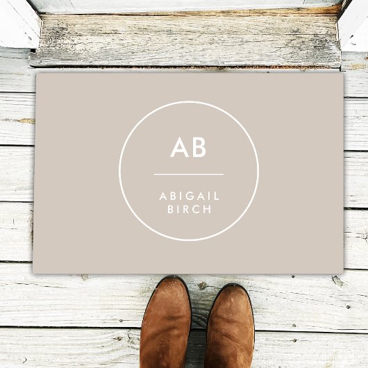 Monogram Modern Minimalist Natural Taupe Deurmat