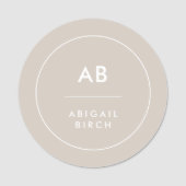 Monogram Modern Minimalist Natural Taupe Naamplaatje (Voorkant)