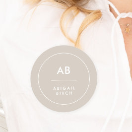 Monogram Modern Minimalist Natural Taupe Naamplaatje