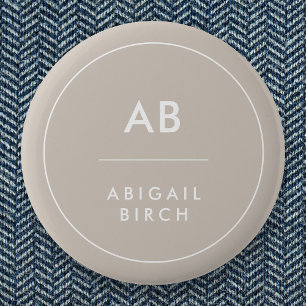 Monogram Modern Minimalist Natural Taupe Ronde Button 5,7 Cm