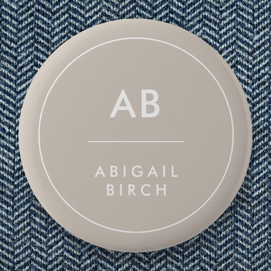 Monogram Modern Minimalist Natural Taupe Ronde Button 5,7 Cm