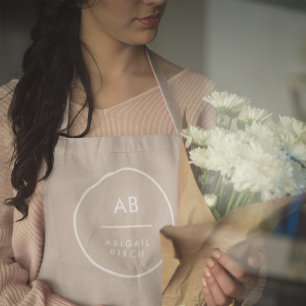 Monogram Modern Minimalist Natural Taupe Schort