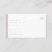 Monogram Modern Minimalist Natural Taupe Visitekaartje (Achterkant)