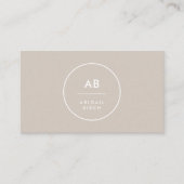 Monogram Modern Minimalist Natural Taupe Visitekaartje (Voorkant)