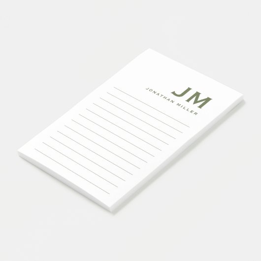 Monogram Modern Minimalist Trendy Lined Post-it® Notes (Schuin)