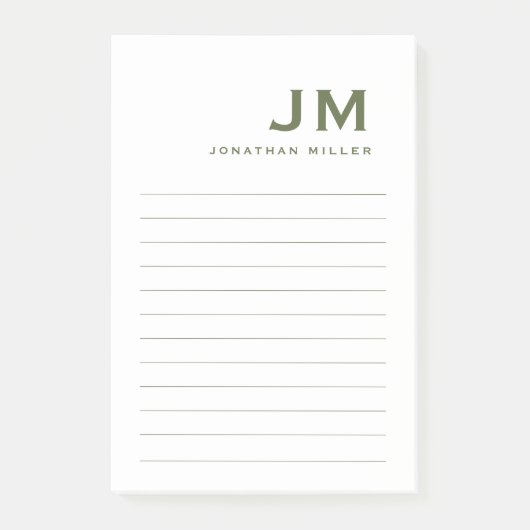 Monogram Modern Minimalist Trendy Lined Post-it® Notes (Voorkant)