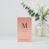Monogram modern minimalistic rose´gold Monogramm Visitekaartje (Staand voorkant)