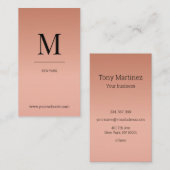 Monogram modern minimalistic rose´gold Monogramm Visitekaartje (Voorkant / Achterkant)