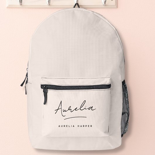 Monogram Modern Minimalistisch Blush Roze Script Bedrukte Rugzak