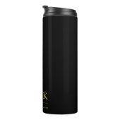 Monogram Modern Minimalistisch Chic Zwart Goud Thermosbeker (Geroteerd rechts)