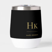 Monogram modern minimalistisch elegant zwart goud (Voorkant)