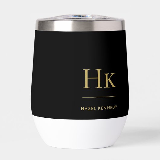 Monogram modern minimalistisch elegant zwart goud (Voorkant)