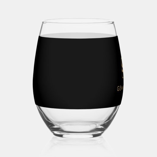 Monogram Modern Minimalistisch Goud Zwart Wijnglas Zonder Voet (Rechts)