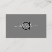 Monogram modern minimalistisch grijs monogram met  visitekaartje (Voorkant)